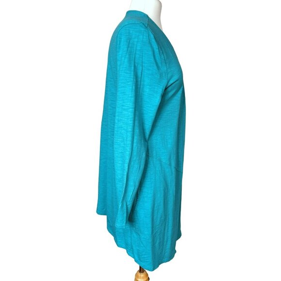 Chico's Ultimate Tee Open Front Cardigan Cotton & Modal Blend Size 1 M Turquoise - Picture 3 of 5